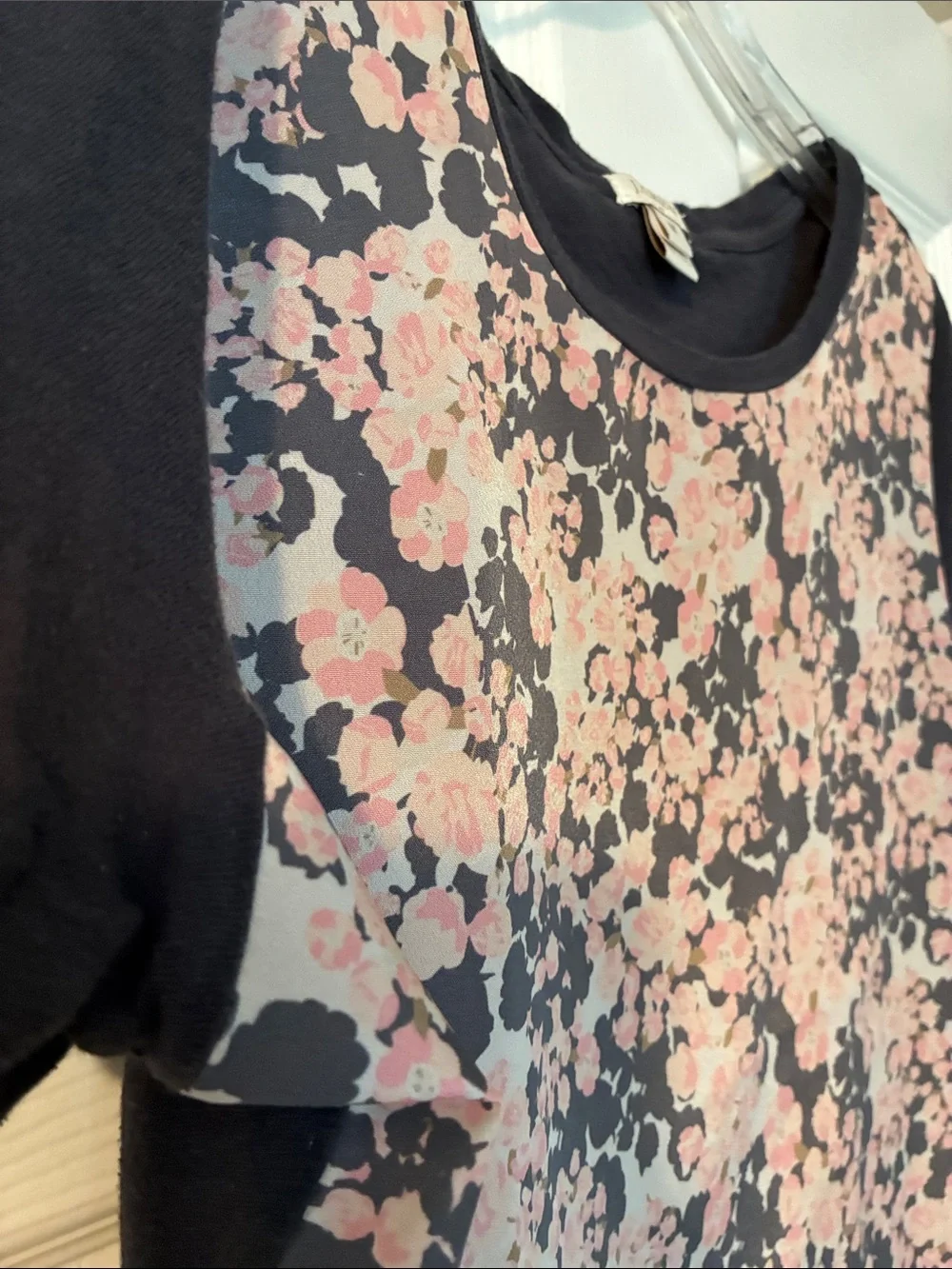 J. Crew Tee with Pink Floral Front Panel